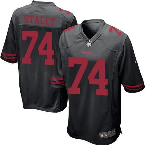 Men San Francisco 49ers #74 Joe Staley Nike Black Game Player NFL Jersey